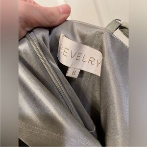 Revelry Rory satin dress in silver sage size 6! Only worn once!
